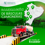 Técnico realizando calibración de báscula camionera con equipo acreditado por el SAE.