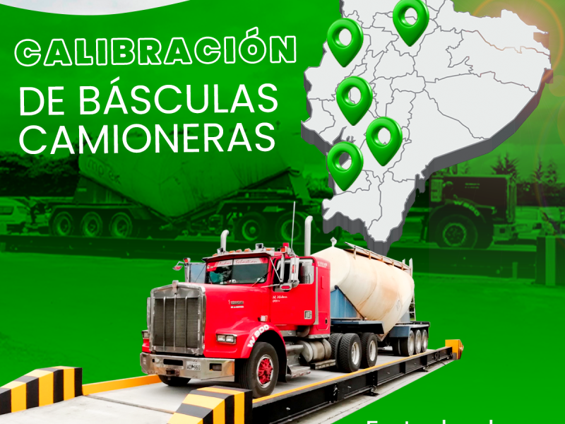 Técnico realizando calibración de báscula camionera con equipo acreditado por el SAE.